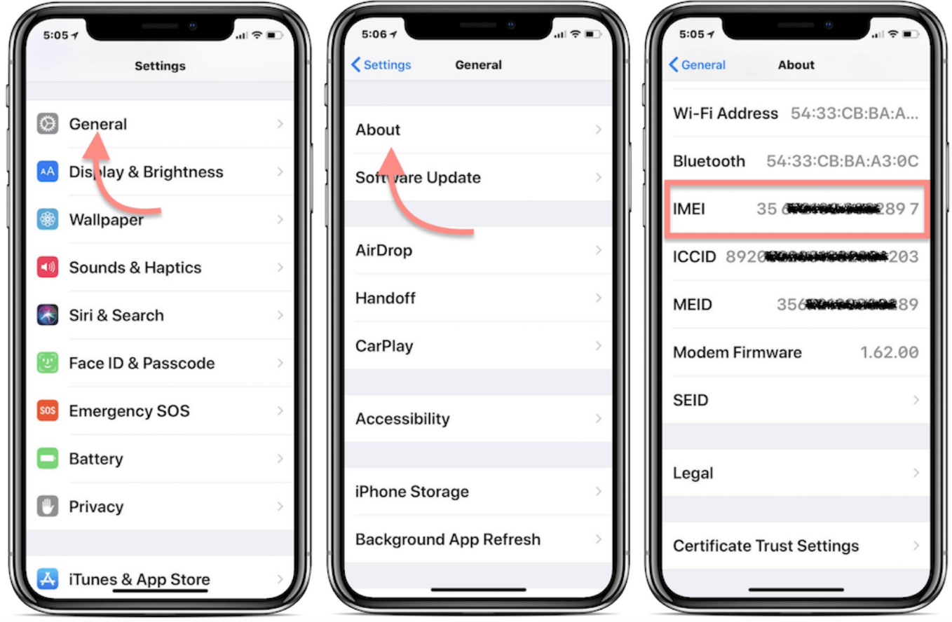 Find IMEI Number on iPhone x