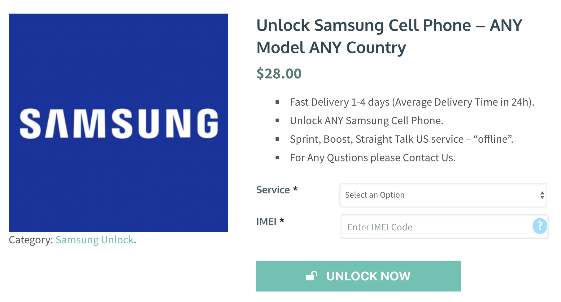 Unlock Samsung IMEI Cell Phone